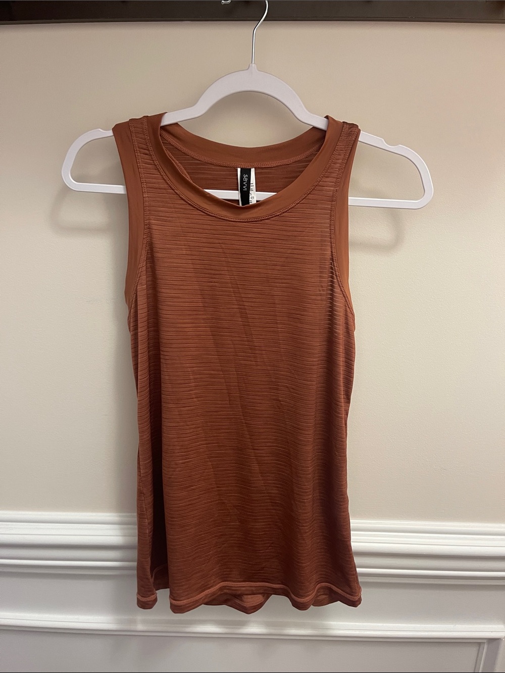 Ribbed Sleeveless Tank Top - Rust